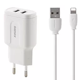 Сетевое зарядное устройство Remax RP-U22 2.4a 2xUSB-A ports charger + Lightning cable White - фото Сетевое зарядное устройство Remax RP-U22 2.4a 2xUSB-A ports charger + Lightning cable White
