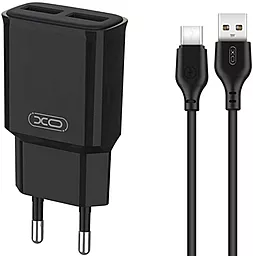 Сетевое зарядное устройство XO L92C 2.4a 2xUSB-A ports charger + USB-C cable black
