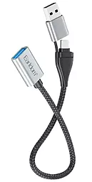 USB удлинитель / OTG-переходник Earldom ET-OT83 2-in-1 M+F - F USB Type-C + USB-A -> USB-A 3.0 Black