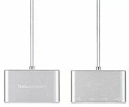 USB хаб Hoco HB3 на 4 порта Silver - миниатюра 2