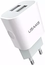Сетевое зарядное устройство Usams Travel charger (2USB, 2.4A) (US-CC023) White