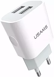 Сетевое зарядное устройство Usams 2.4a 2xUSB-A ports travel charger white (US-CC023) - фото Сетевое зарядное устройство Usams 2.4a 2xUSB-A ports travel charger white (US-CC023)