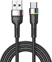 Кабель Essager Colorful LED USB-A - Type-C 15w 3a 1м cable Black (EXCT-XCD01) - фото Кабель Essager Colorful LED USB-A - Type-C 15w 3a 1м cable Black (EXCT-XCD01)