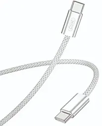 Кабель XO NB-Q206B USB Type-C - Type-C 60w 3a 1м PD cable Silver - фото Кабель XO NB-Q206B USB Type-C - Type-C 60w 3a 1м PD cable Silver