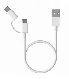 Універсальний кабель Xiaomi 2-in-1 USB-A to Type-C/micro USB 12w 2.4a 1м сable White (338004) - фото Універсальний кабель Xiaomi 2-in-1 USB-A to Type-C/micro USB 12w 2.4a 1м сable White (338004)
