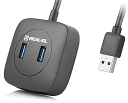 USB хаб REAL-EL HQ-187 4-in-1 black (EL123110010) - фото USB хаб REAL-EL HQ-187 4-in-1 black (EL123110010)