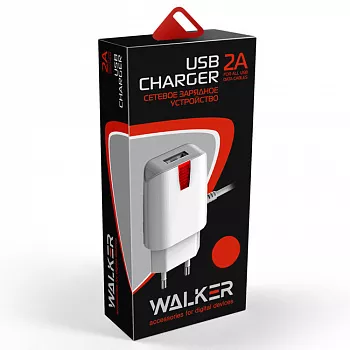 Сетевое зарядное устройство Walker WH-21 2a USB-A car charger + USB Type-C cable white - фото 2