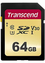 Карта памяти Transcend SDXC 64GB 500S Class 10 UHS-I U3 V30 (TS64GSDC500S)