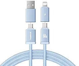 Універсальний кабель Baseus Versatile 4-in-1 USB-A/Type-C to Type-C/Lightning 60w 3a 2м PD cable Sky Blue (P10383000311-01)