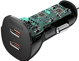 Автомобильное зарядное устройство Choetech TC0008 40W QC3.0 2x USB - A Black (TC0008-V2) - миниатюра 3