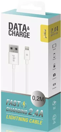 Кабель Piko CB-UL10 USB-A - Lightning 12w 2.4a 0.2м сable White - фото 2