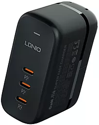 Мережевий зарядний пристрій LDNio Q367 65w GaN PD 3xUSB-C ports fast charger black - фото Мережевий зарядний пристрій LDNio Q367 65w GaN PD 3xUSB-C ports fast charger black