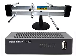 Комплект цифрового ТВ World Vision T62D3 + комнатная антенна Тризуб - фото Комплект цифрового ТВ World Vision T62D3 + комнатная антенна Тризуб