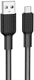 Кабель Hoco X69 Jaeger USB-A - micro USB 12w 2.4a 1м cable Black/White