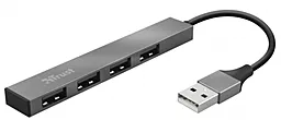 USB хаб (концентратор) Trust Halyx Aluminium 4-Port Mini USB Hub Gray
