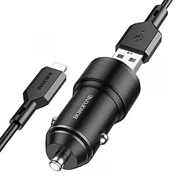 Автомобильное зарядное устройство Borofone BZ19A Wisdom 18w QC3.0 + lightning cable black