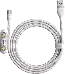 Магнитный кабель для зарядки Baseus Zinc Magnetic 3-in-1 USB-A to Type-C/Lightning/micro USB 25w 5a 1м сable white (CA1T3-B02) - фото Магнитный кабель для зарядки Baseus Zinc Magnetic 3-in-1 USB-A to Type-C/Lightning/micro USB 25w 5a 1м сable white (CA1T3-B02)