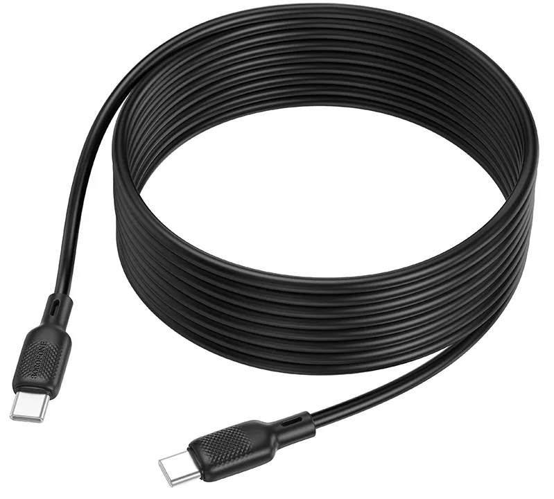 Кабель Borofone BX113 Silicone USB Type-C - Type-C 60w 3a 3м PD cable Black - фото 3
