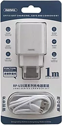 Мережевий зарядний пристрій Remax RP-U35 2USB + Micro USB Cable White - мініатюра 5