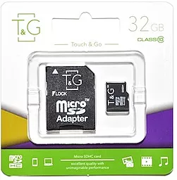 Карта пам'яті T&G MicroSDHC 32GB + SD-adapter (TG-32GBSDCL10-01) - фото Карта пам'яті T&G MicroSDHC 32GB + SD-adapter (TG-32GBSDCL10-01)