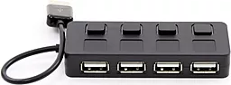 USB-A хаб Lapara LA-SLED4 USB - 4xUSB 2.0 с вимикачами ON/OFF Чорний - мініатюра 2