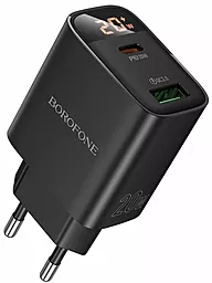Сетевое зарядное устройство Borofone BA96A 20w PD USB-C/USB-A ports charger black - фото Сетевое зарядное устройство Borofone BA96A 20w PD USB-C/USB-A ports charger black