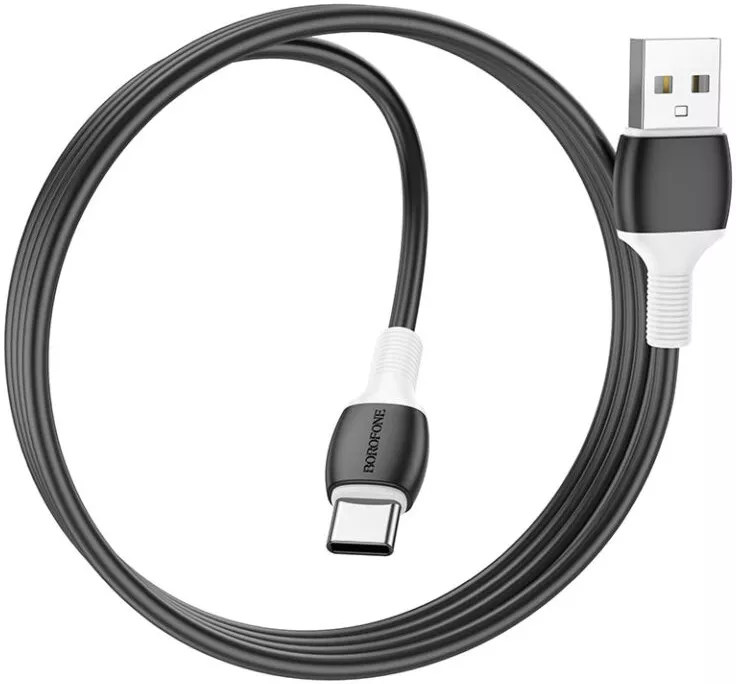 Кабель Borofone BX84 Rise USB-A - Type-C 15w 3a 1м cable Black - фото 3