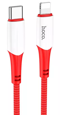 Кабель Hoco X70 Ferry USB Type-C - Lightning 20w 3a 1м PD сable Red - фото 1