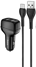 Автомобильное зарядное устройство Hoco Z36 2.4a 2xUSB-A ports car charger + USB-C cable black