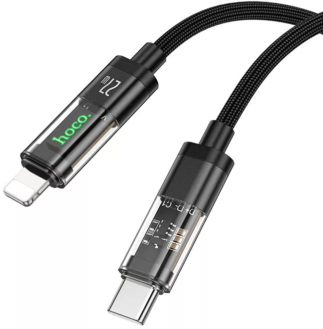 Кабель Hoco U116 USB Type-C - Lightning 27w 3a 1.2м PD сable Black - фото 3