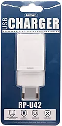 Мережевий зарядний пристрій Remax RP-U42 10.5w USB-A home charger white - мініатюра 2