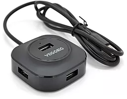 USB-A хаб Veggieg 4-in-1 black (V-U2409) - фото USB-A хаб Veggieg 4-in-1 black (V-U2409)