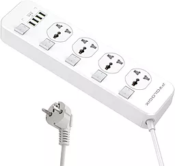 Мережевий фільтр (подовжувач) PrologiX 4 розетки 10А 4xUSB-A 2м з вимикачем білий (PR-SC4408W) - фото Мережевий фільтр (подовжувач) PrologiX 4 розетки 10А 4xUSB-A 2м з вимикачем білий (PR-SC4408W)