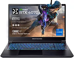 Ноутбук Dream Machines RG4070-16 16FHD+ IPS, Intel i7-14700HX, 32GB, F1TB, NVD4070-8, DOS, чорний - фото Ноутбук Dream Machines RG4070-16 16FHD+ IPS, Intel i7-14700HX, 32GB, F1TB, NVD4070-8, DOS, чорний