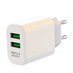 Сетевое зарядное устройство XO L85C 2xUSB 12W 2.4A + micro USB Cable White - миниатюра 2