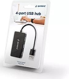 USB-A хаб Gembird UHB-U2P4-03 USB — 4xUSB 2.0 Black - мініатюра 3