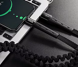Кабель Hoco U78 Cotton Treasure Elastic USB-A - Type-C 12w 2.4a 1.2м cable Black - мініатюра 5 Кабель Hoco U78 Cotton Treasure Elastic USB-A - Type-C 12w 2.4a 1.2м cable Black - мініатюра 5