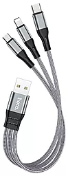 Універсальний кабель Hoco X47 Harbor 3-in-1 USB-A to Type-C/Lightning/micro USB 12w 2.4a 0.25м сable Metal Grey - фото Універсальний кабель Hoco X47 Harbor 3-in-1 USB-A to Type-C/Lightning/micro USB 12w 2.4a 0.25м сable Metal Grey
