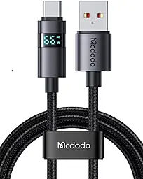 Кабель McDodo Horizontal USB-A to USB-C 66w 6A 1.2m Data Cable LED Display Black (CA-6520) - фото Кабель McDodo Horizontal USB-A to USB-C 66w 6A 1.2m Data Cable LED Display Black (CA-6520)