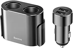 Автомобильное зарядное устройство с разветвителем прикуривателя Baseus High Efficiency One to Two Cigarette Lighter Tworeless Black (CRDYQ-01)