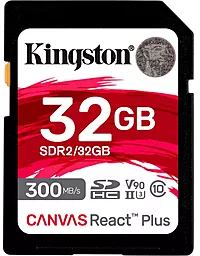 Карта пам'яті Kingston 32 GB SDHC Class 10 UHS-II U3 Canvas React Plus SDR2/32GB - фото Карта пам'яті Kingston 32 GB SDHC Class 10 UHS-II U3 Canvas React Plus SDR2/32GB