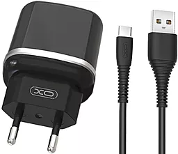 Сетевое зарядное устройство XO L69 2.4a 2xUSB-A ports charger + USB-C cable black - фото Сетевое зарядное устройство XO L69 2.4a 2xUSB-A ports charger + USB-C cable black