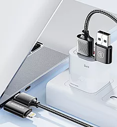 Кабель USB PD Essager 65W 3A 0.3M 4-in-1 USB-C+A to USB Type-C/Lightning cable black - миниатюра 8