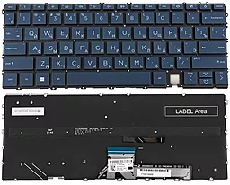 Клавиатура для ноутбука HP 14-EF с подсветкой клавиш без рамки Blue