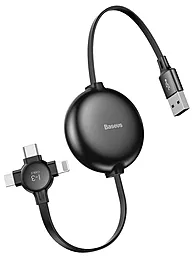 Универсальный кабель Baseus Little Octopus 3-in-1 USB-A to Type-C/Lightning/micro USB 15w 3a 0.23м сable Black (CAMLT-AZY01) - фото Универсальный кабель Baseus Little Octopus 3-in-1 USB-A to Type-C/Lightning/micro USB 15w 3a 0.23м сable Black (CAMLT-AZY01)
