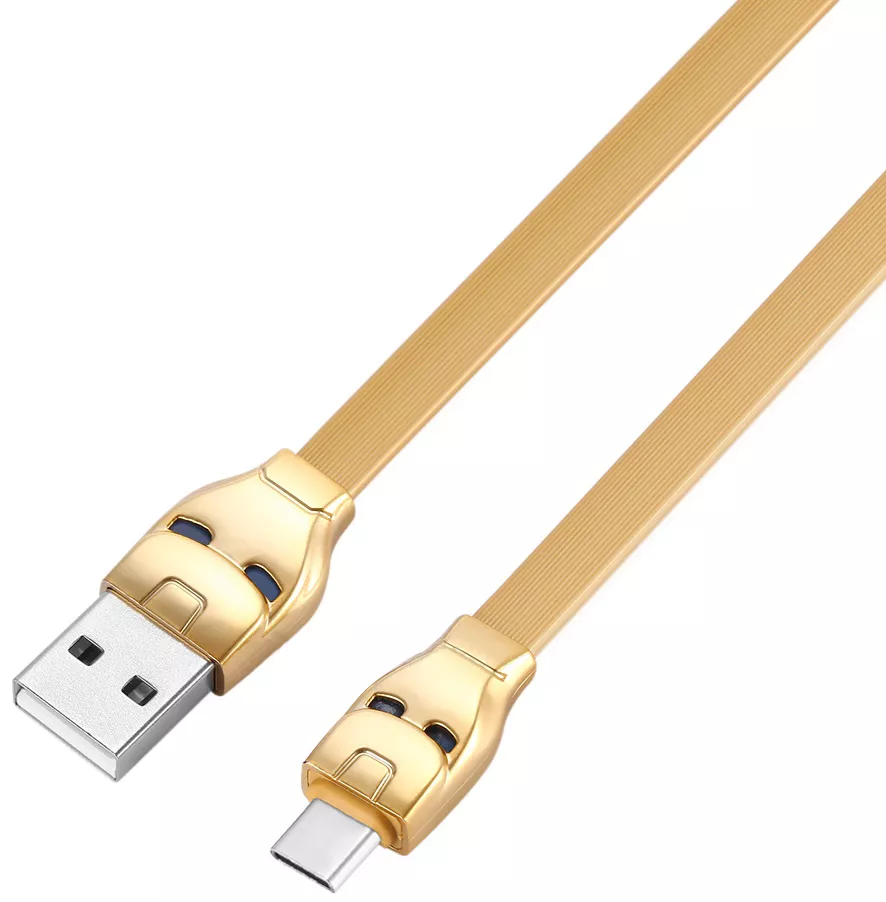 Кабель Hoco U14 Steel man USB-A - Type-C 12w 2.4a 1.2м cable Gold - фото 3