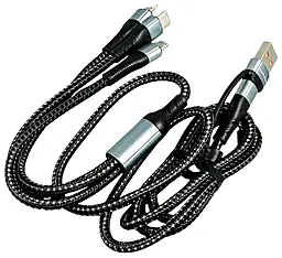 Універсальний кабель WUW X231 5-in-1 USB-A/Type-C to Type-C/Lightning/micro USB 60w 3a 1.2м PD cable Black