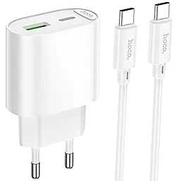 Сетевое зарядное устройство Hoco C109A 20w PD USB-C/USB-A ports charger + USB-C to USB-C cable white - фото Сетевое зарядное устройство Hoco C109A 20w PD USB-C/USB-A ports charger + USB-C to USB-C cable white