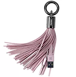 Кабель Remax RC-053i Tassel Ring USB-A - Lightning 12w 2.4a 0.15м cable Pink - фото Кабель Remax RC-053i Tassel Ring USB-A - Lightning 12w 2.4a 0.15м cable Pink