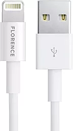 Кабель Florence Florence USB-A - Lightning 12w 3a 1м cable White (FL-2200-WL) - фото Кабель Florence Florence USB-A - Lightning 12w 3a 1м cable White (FL-2200-WL)